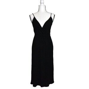 Reformation Jeans Spaghetti Strap V Neck Crepe Black Midi Dress Size XS